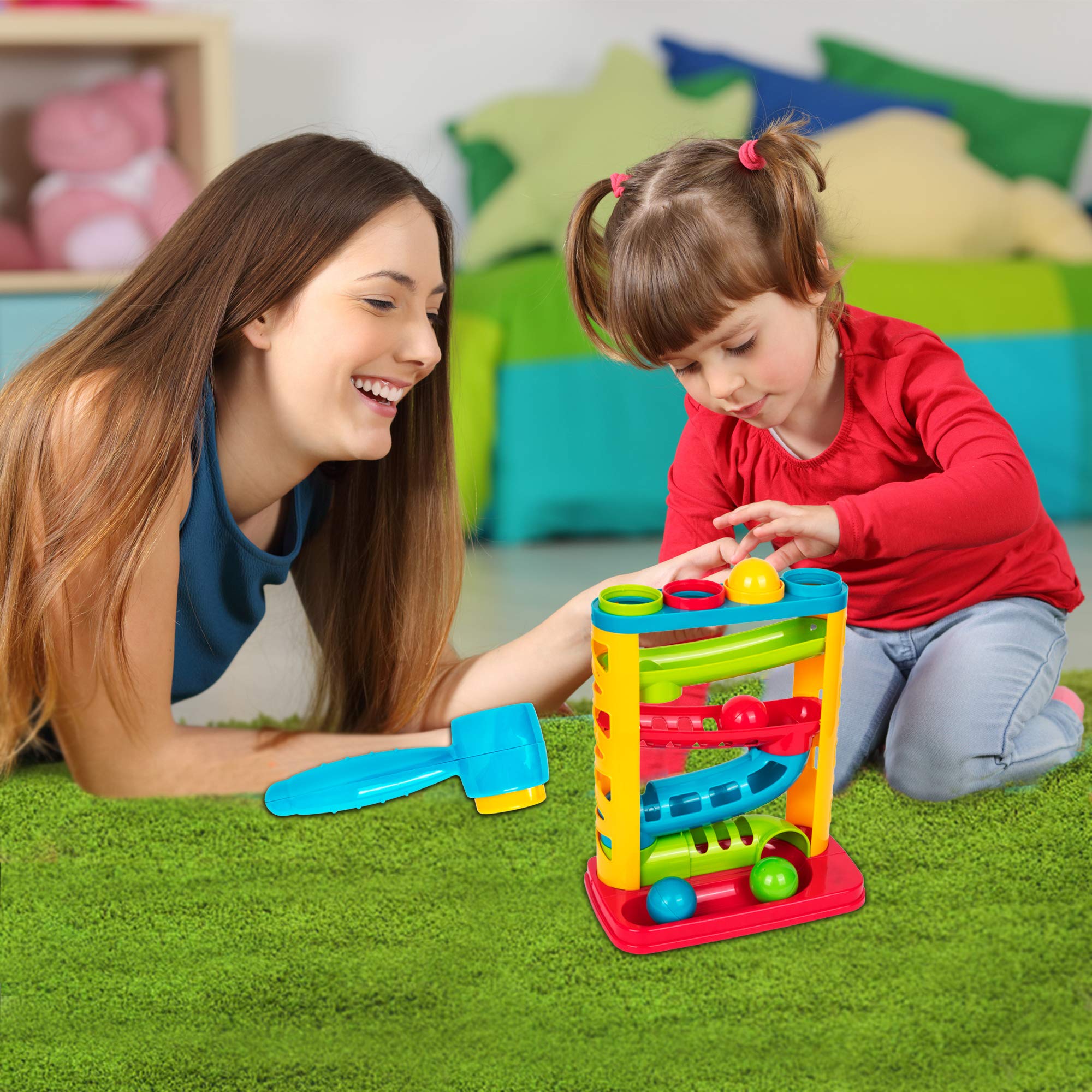 Playkidz smooth-sanded balls ensure safe pounding and tactile delight.