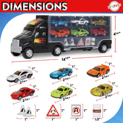 Playkidz car carrier truck open cover reveals easy viewing and access.
