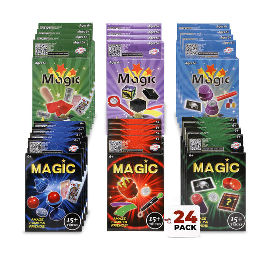 Playkidz magic tricks deck box—beginner-friendly kit for kids' party fun.