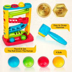 Playkidz ball ramp guides balls to the bottom tray for continuous fun.