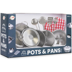 Playkidz stainless steel pots and pans set for kids sparks imaginative cooking play