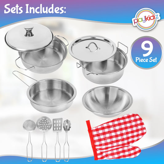 Playkidz 3-style pots show realistic toy cookware for budding chefs