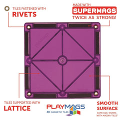 Playmags compatible magnetic tiles connect easily for quick play setups.