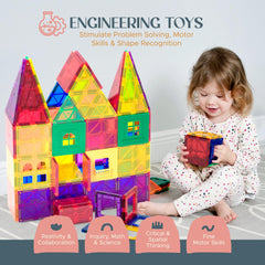 Playmags support fine motor development through precise tile placement.