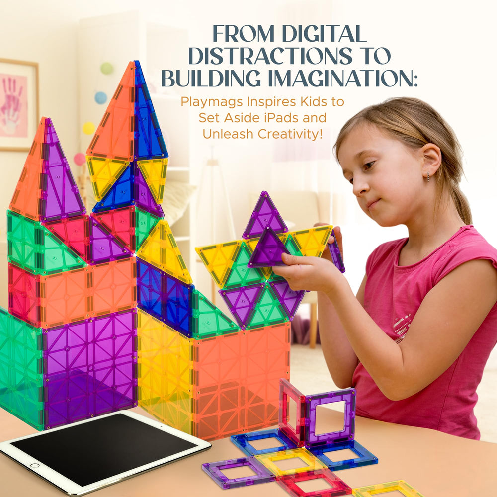 Playmags STEM toy set with colorful shapes for geometry exploration