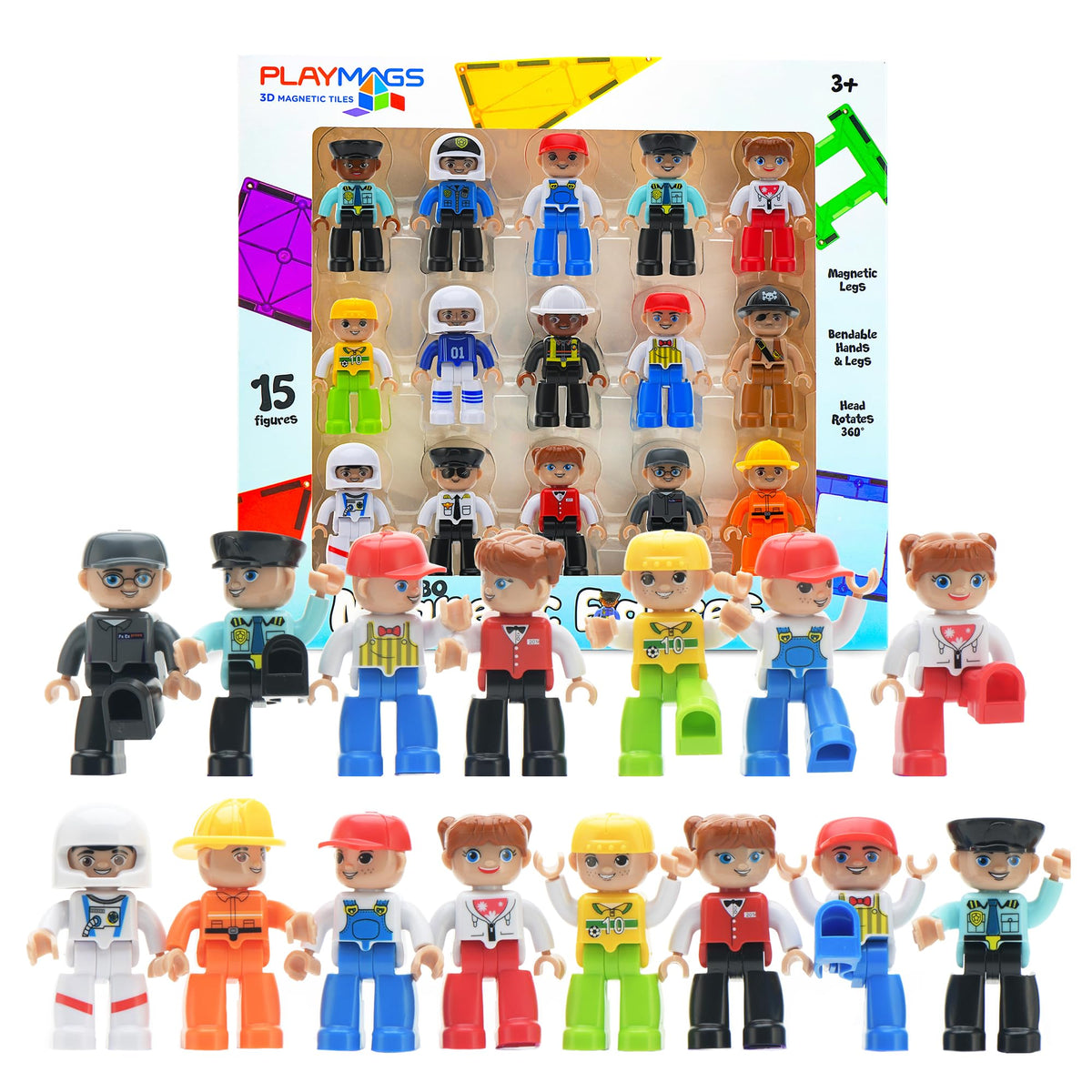 Playmags large figures 15-piece set for STEM-inspired play.