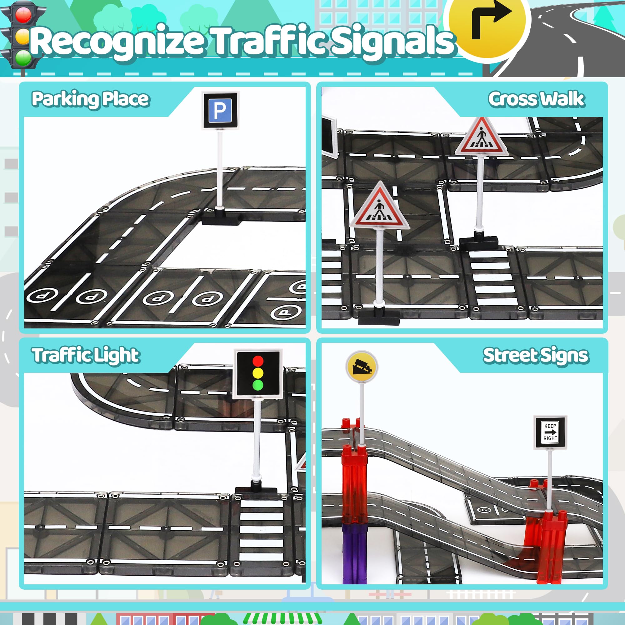 Playmags City Layout encourages spatial planning and creative road networks.