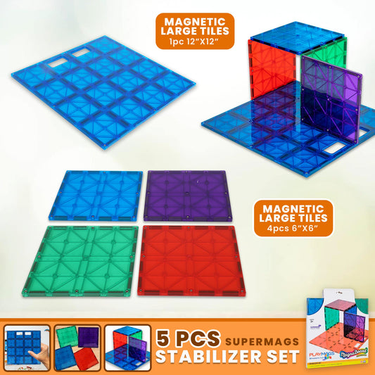 Playmags stabilizer 4x6x6 boards extend foundation for broader base.