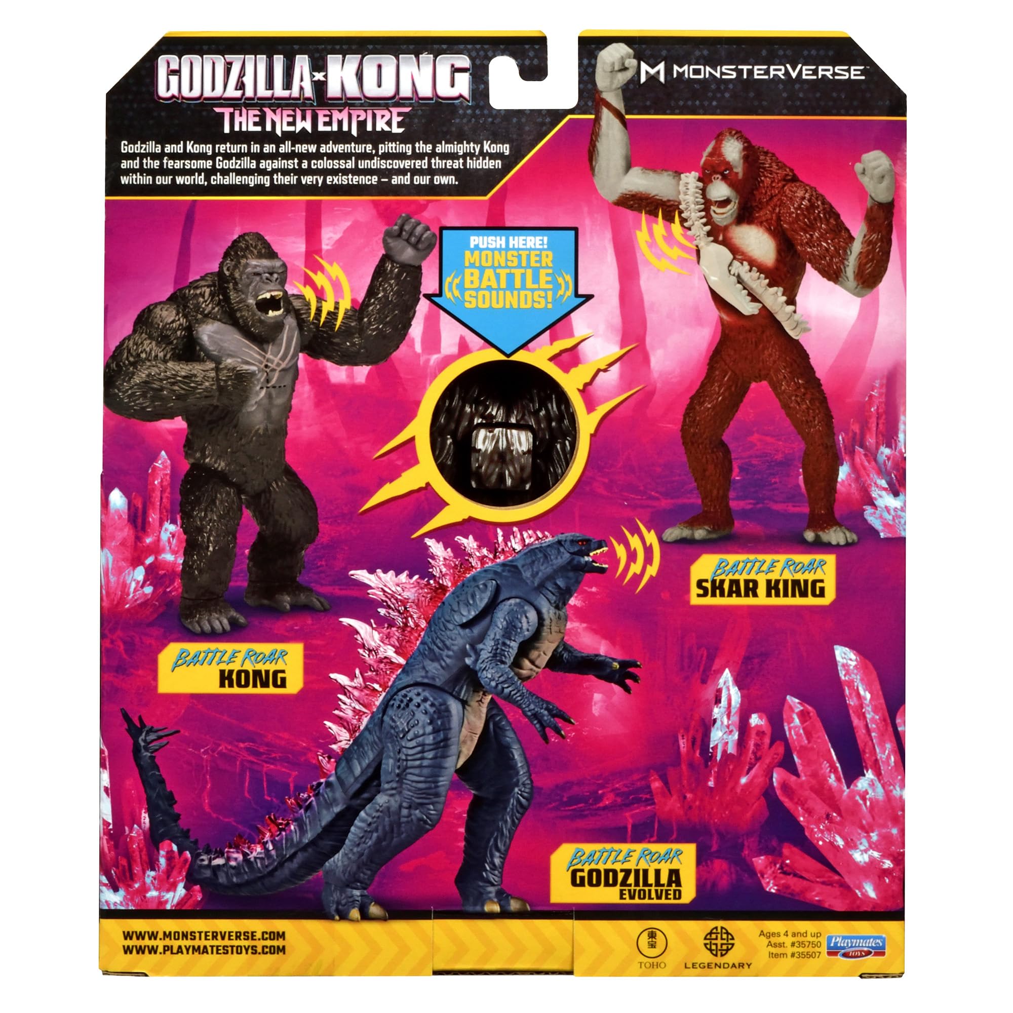 Unique Godzilla x Kong packaging for cohesive display.