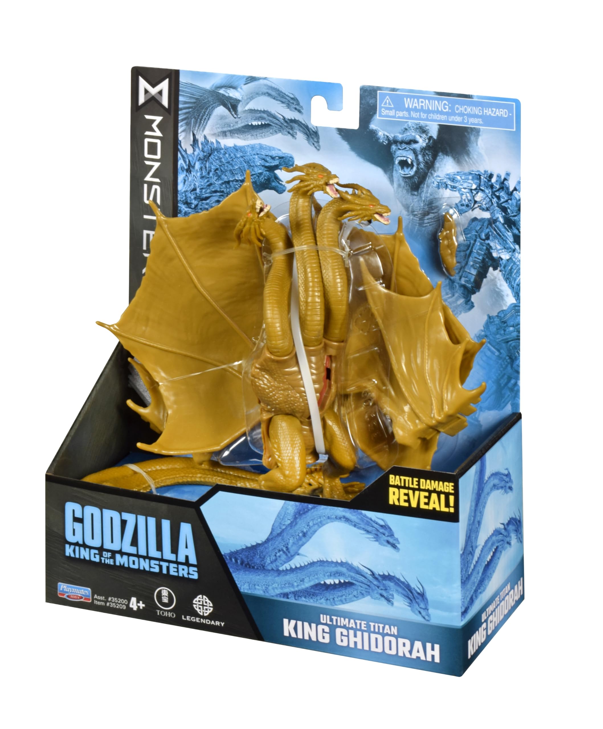 Packaging view of King Ghidorah figure with MonsterVerse branding.