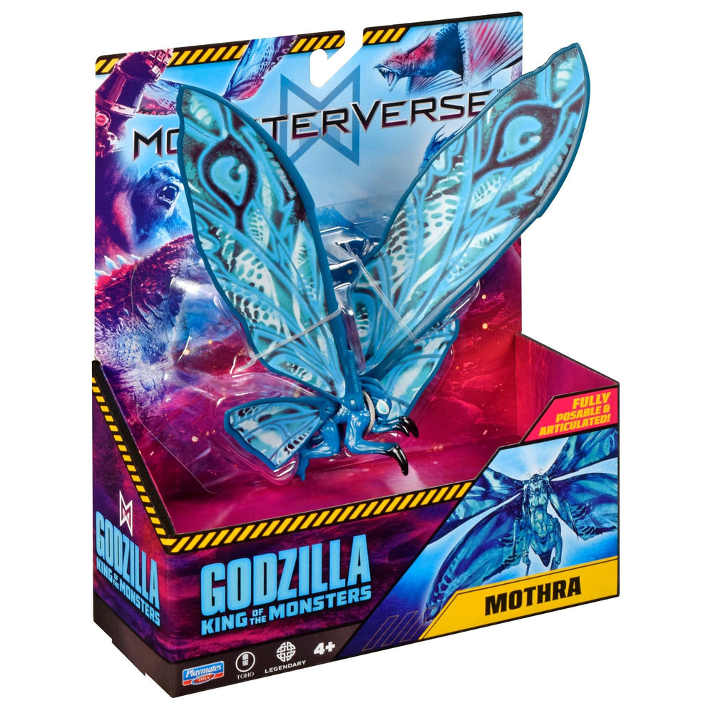 PlayMates MonsterVerse Mothra detailed sculpting emphasizes screen-accurate features.