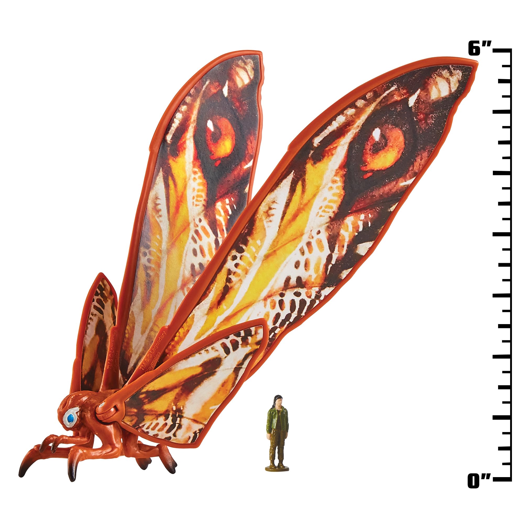 PlayMates Mothra with Jia 6 inch figure back view shows detailed markings