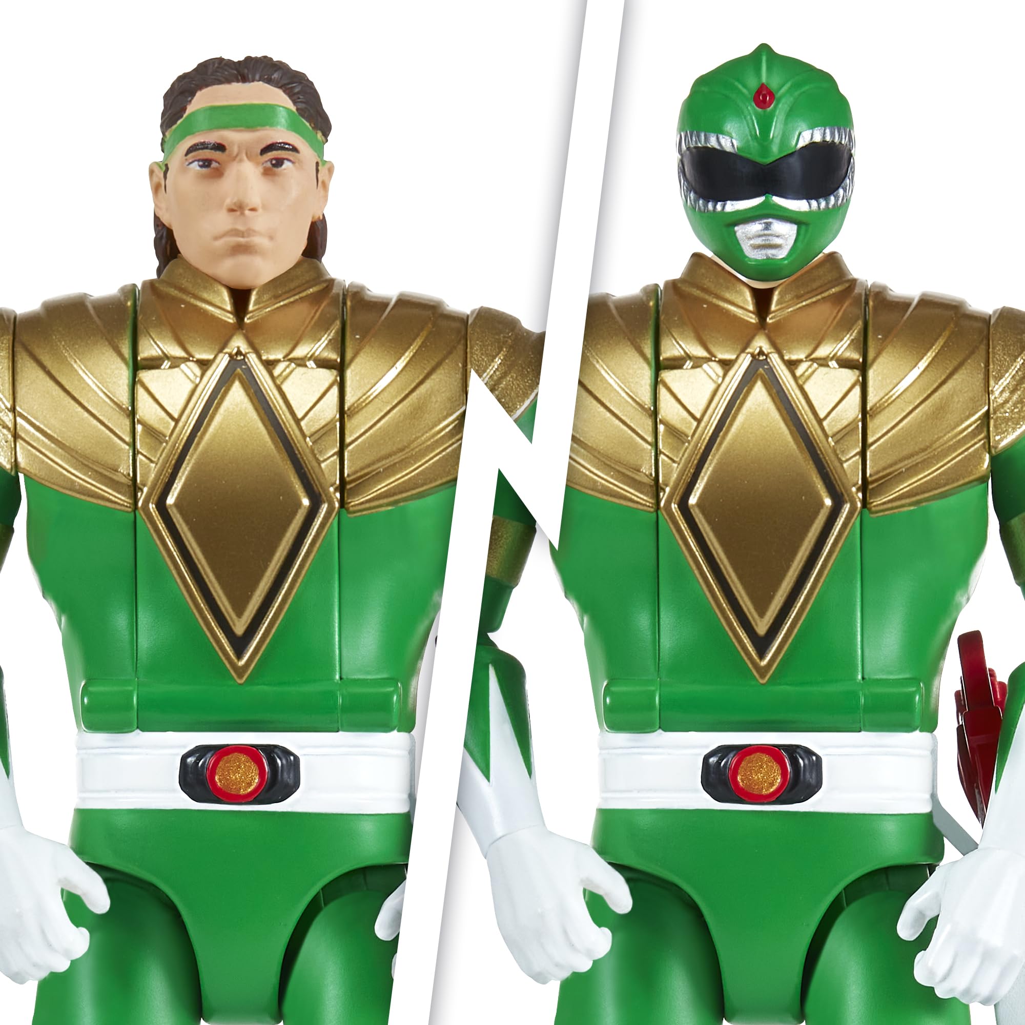 PlayMates Green Ranger Auto Morphin activation pose for imaginative play.