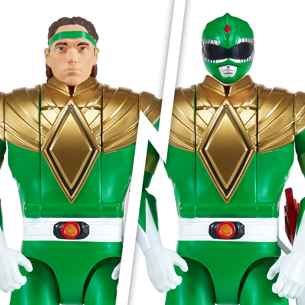 PlayMates Green Ranger Auto Morphin activation pose for imaginative play.