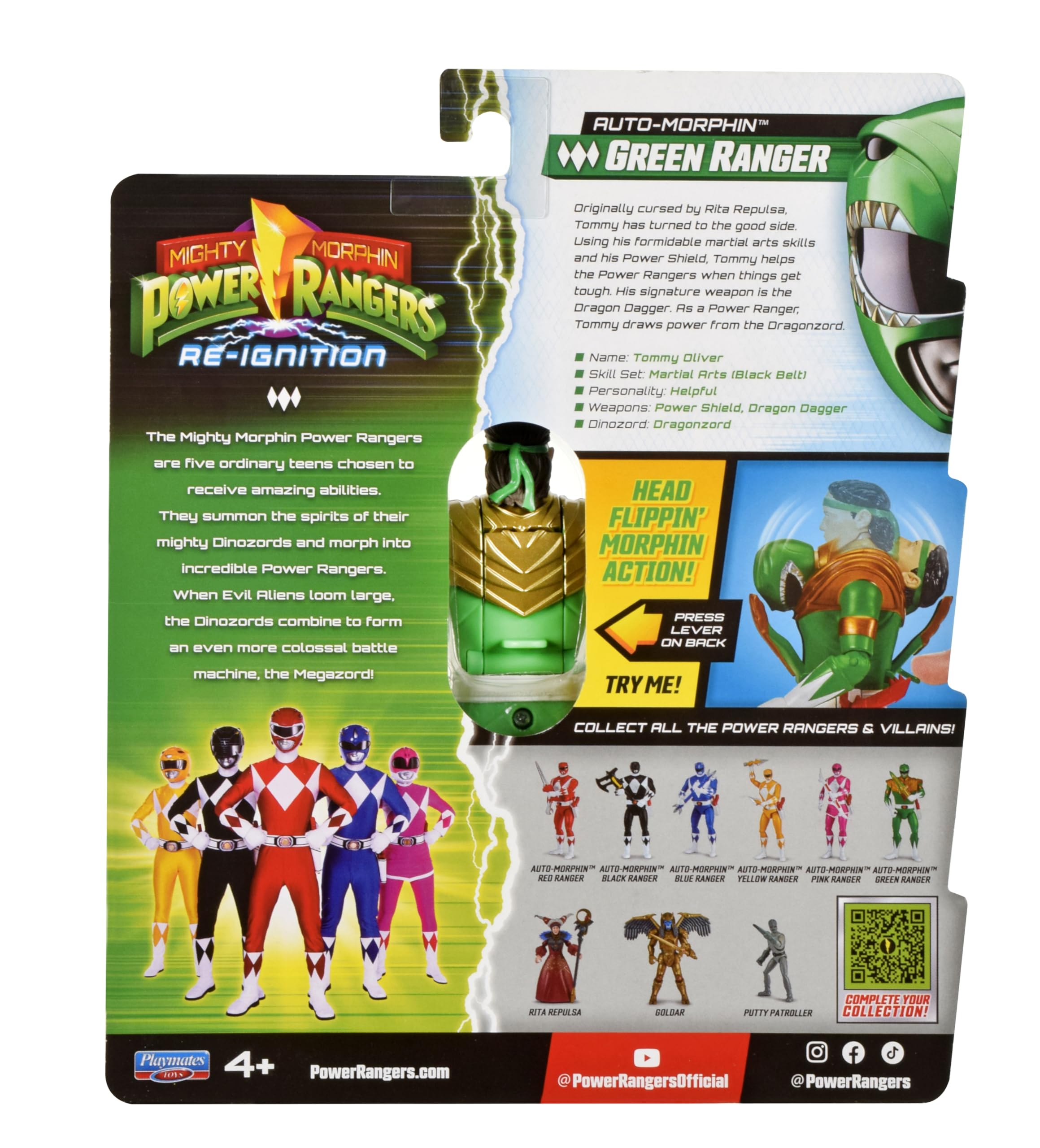 PlayMates Green Ranger logo detail for collectors display.