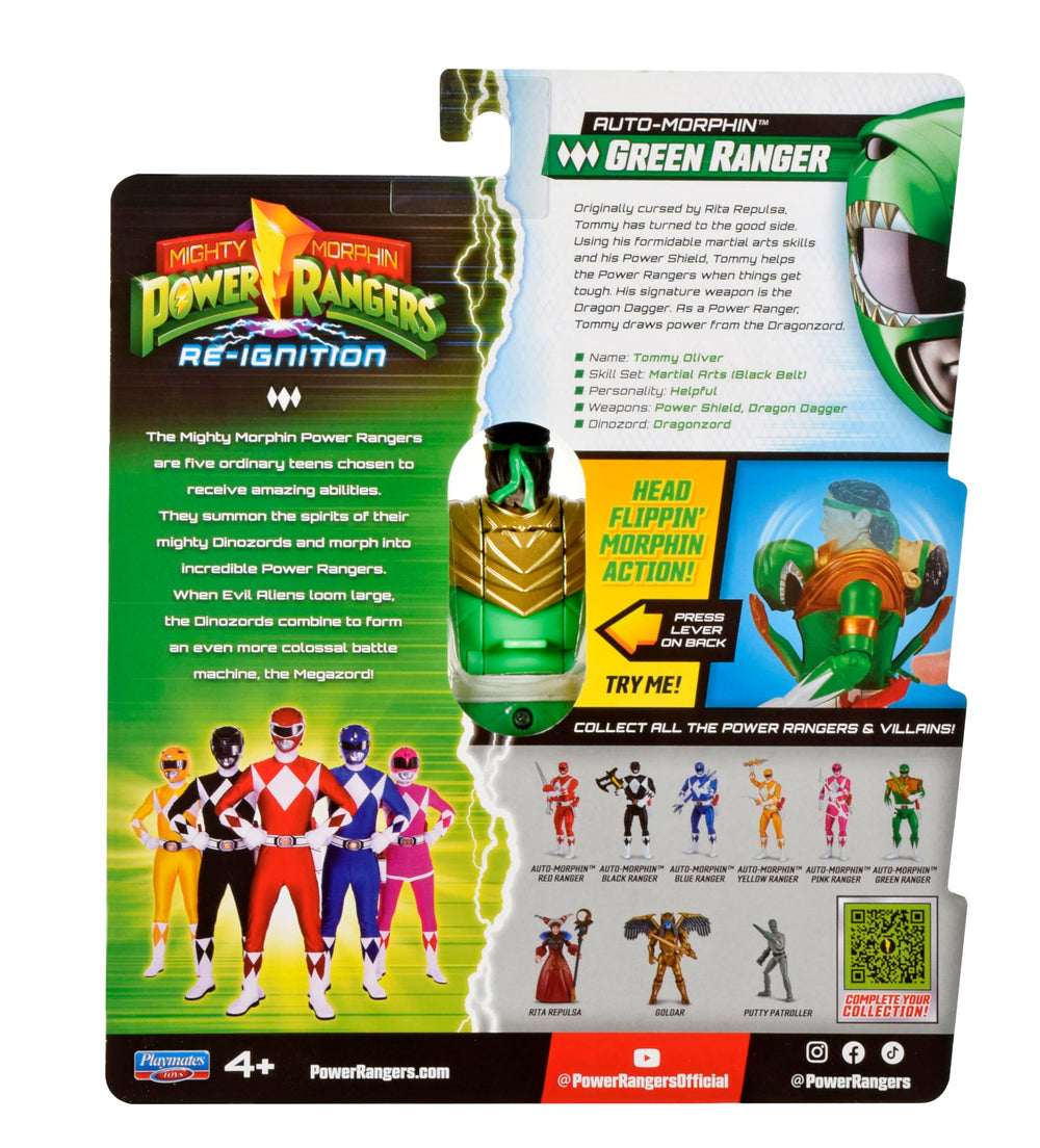 PlayMates Green Ranger logo detail for collectors display.