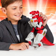 Tyrannosaurus Rex Megazord showing connectors for combinable action with other figures.