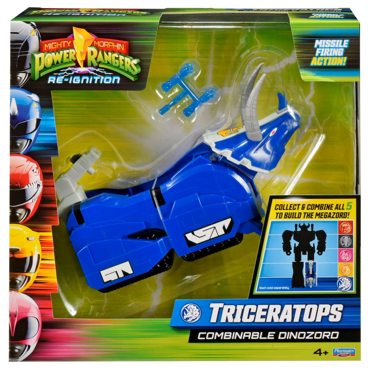 PlayMates Power Rangers Re-Ignition Triceratops Megazord 6-inch figure offers poseable action and display-ready details.
