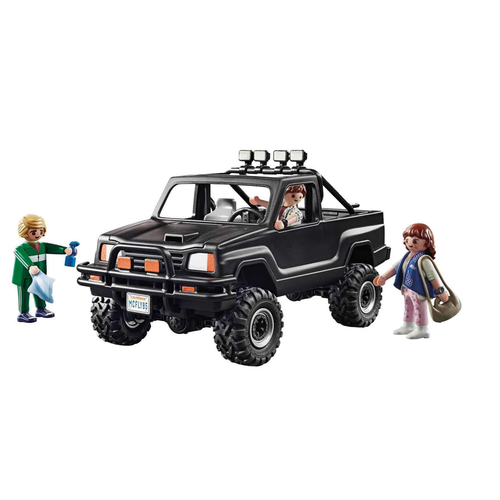 Playmobil Marty's Pickup Truck side view shows sturdy build for play.