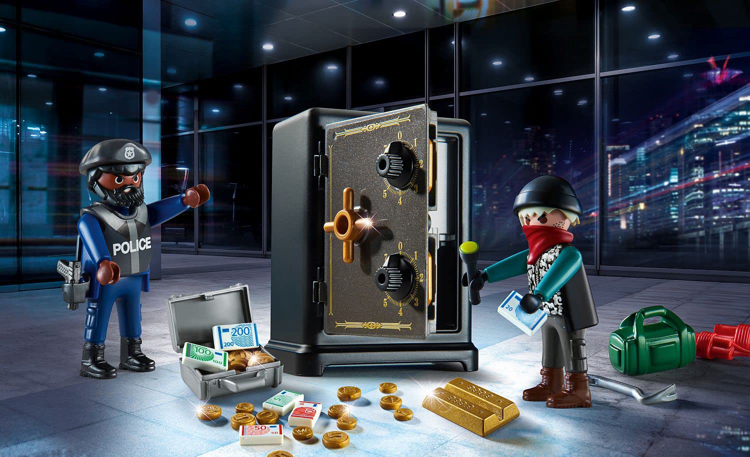 Playmobil Bank Robbery robber figure ready for tense roleplay