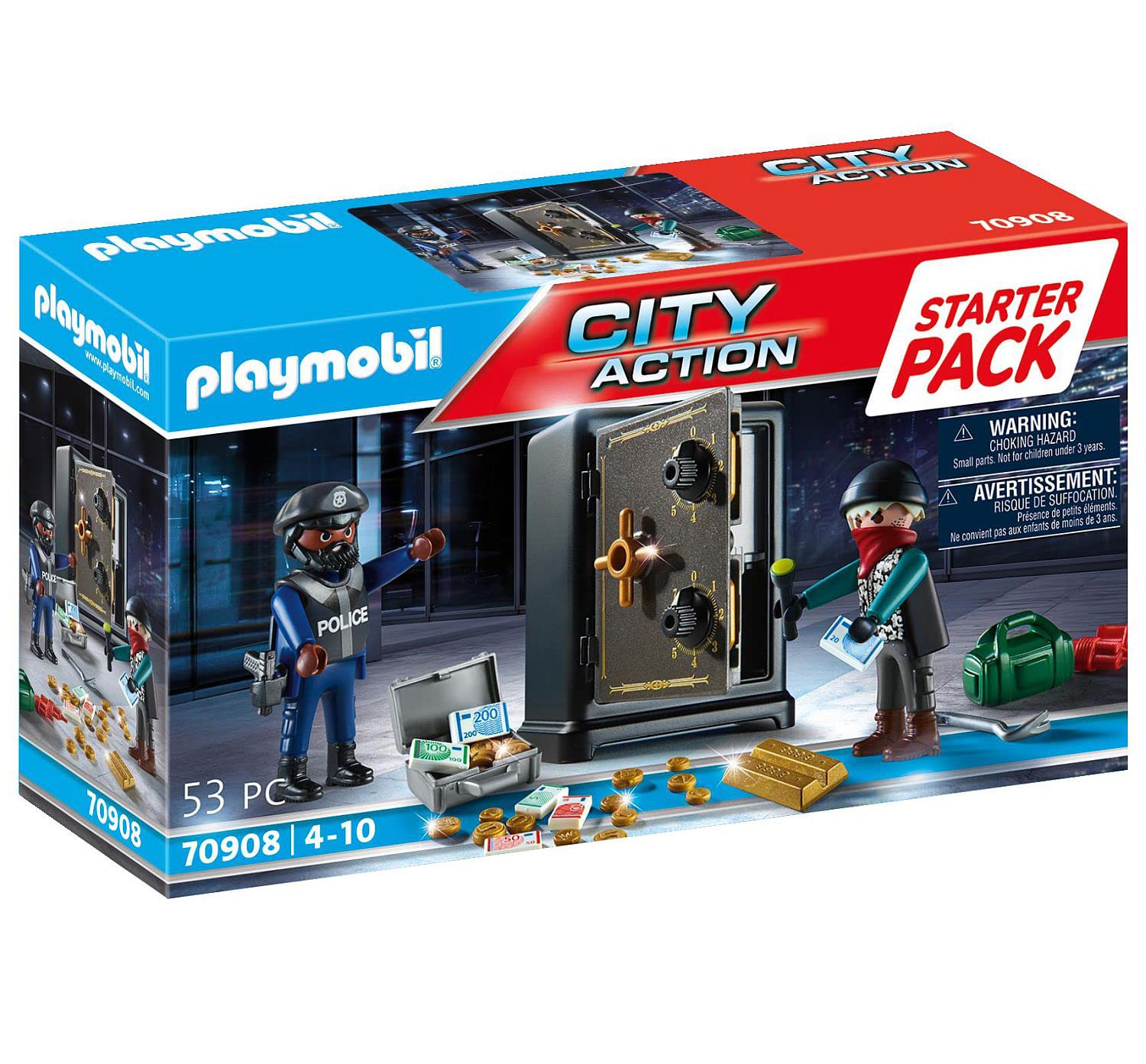 Playmobil Bank Robbery Starter Pack box image showing action-ready city play