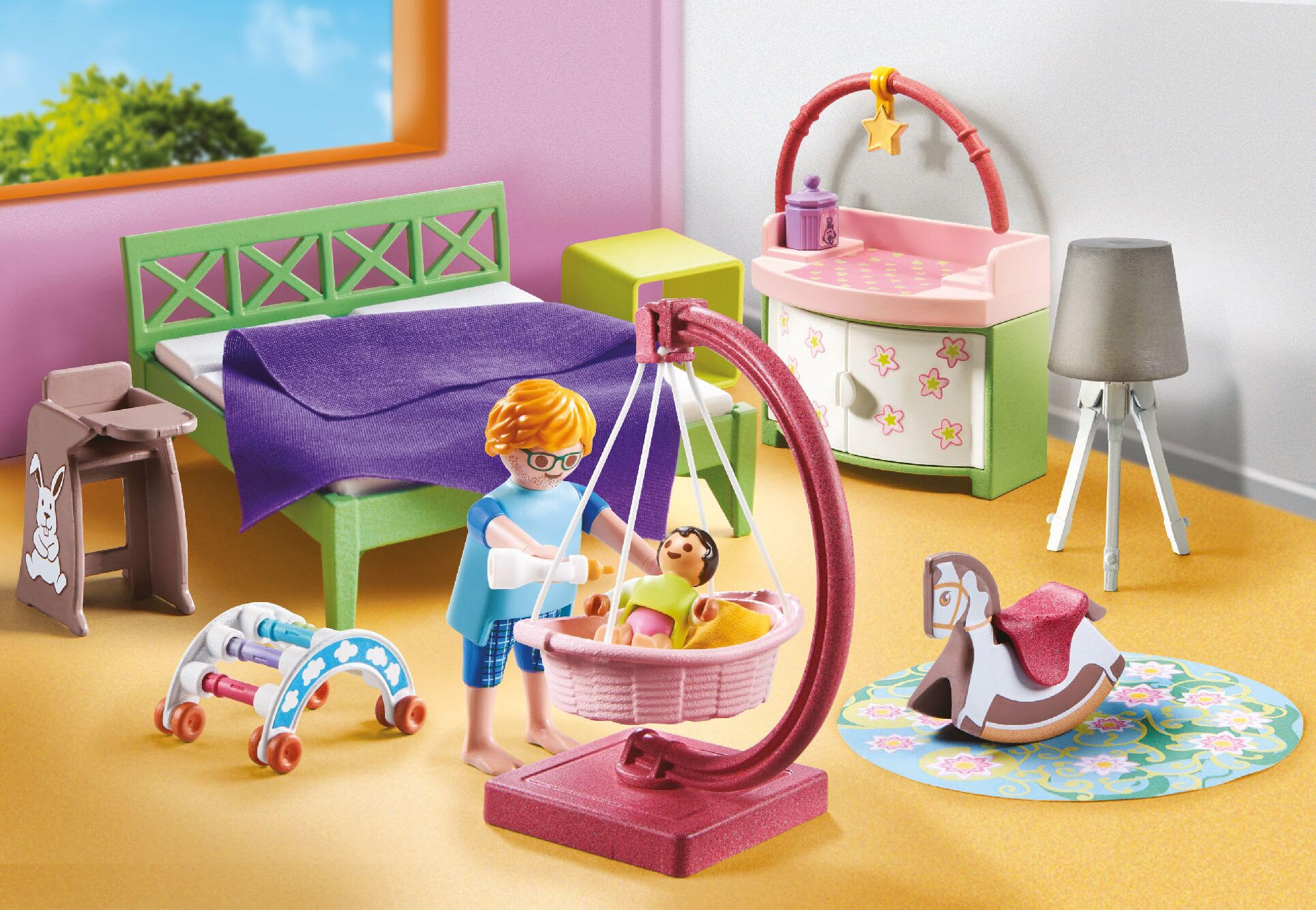 Playmobil Bedroom with Baby Corner changing table enables easy dressing and diaper care