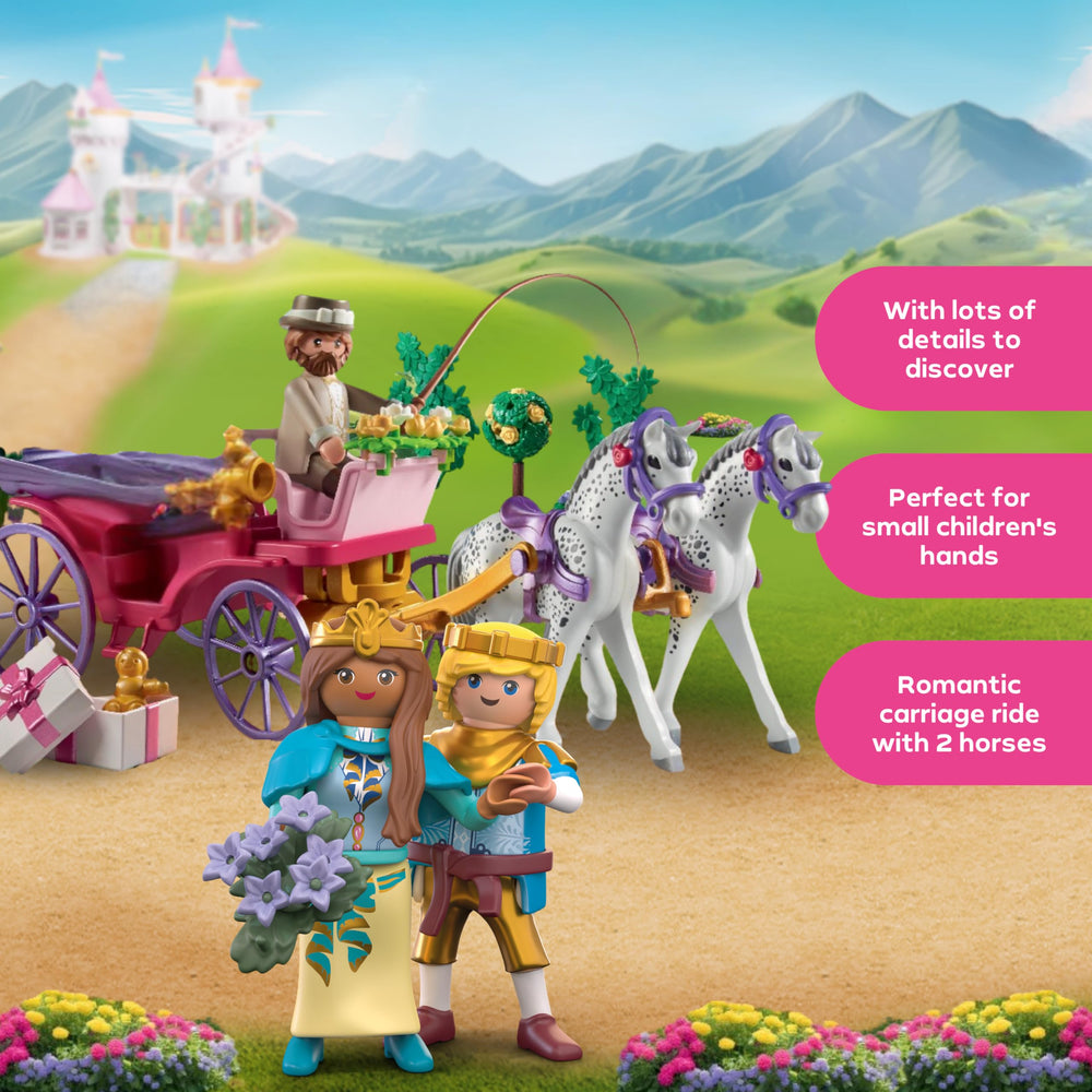 Playmobil Carriage Ride: horses with hearts for decorative harness play.