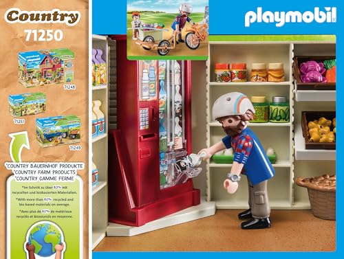 Playmobil Country Farm Shop milk cartons for realistic pretend purchases.