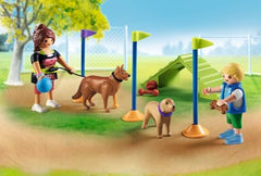 Playmobil Dog Park obstacle course for running, jumping, and problem-solving play.