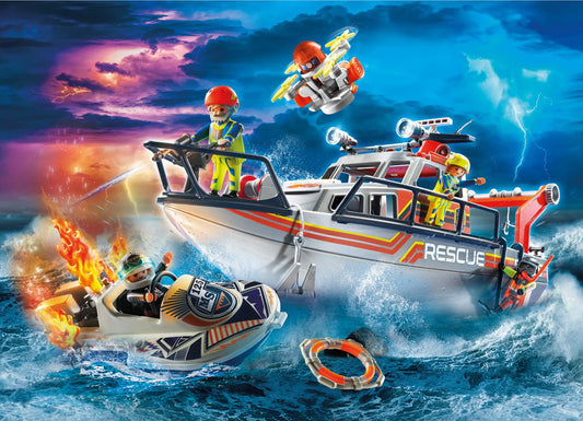 Playmobil Fire Rescue underwater motor enables autonomous water cruising with the speedboat.