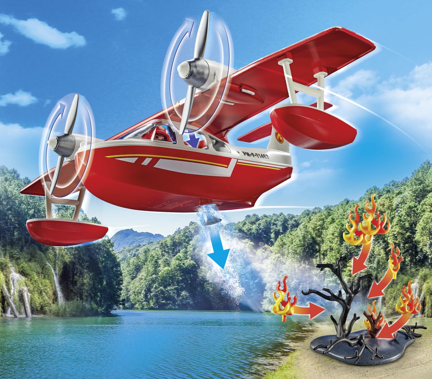 Branches with attachable flames for Playmobil forest rescue setup