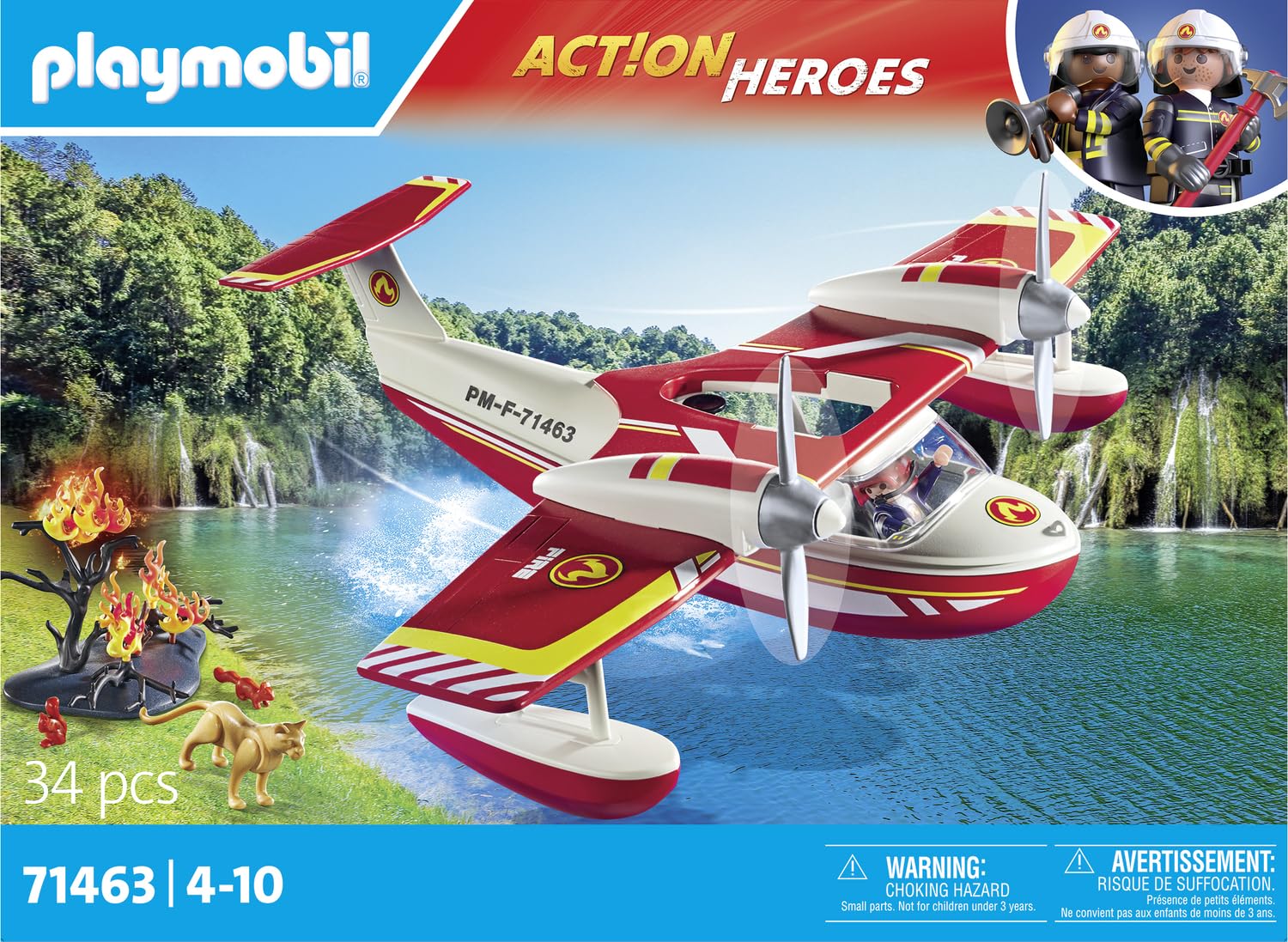 Seaplane floats on water for aquatic rescue play with Playmobil