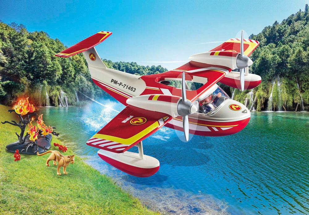 Rotating propellers of Playmobil Firefighting Seaplane in motion