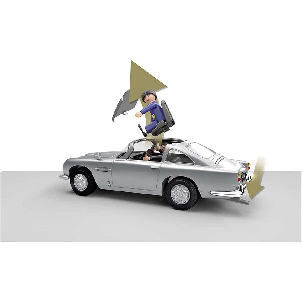 Playmobil James Bond DB5 with roof off for open-air scenes and posing.