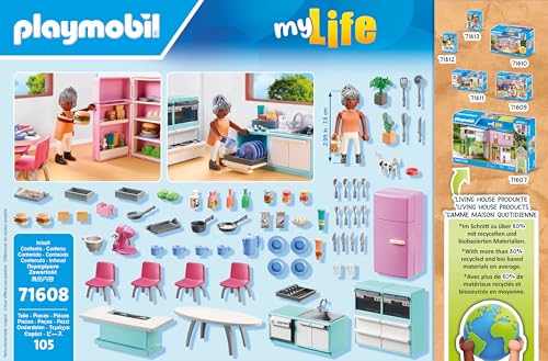 Playmobil Kitchen with Dining Table dining area with dishes for shared meals and role play meals