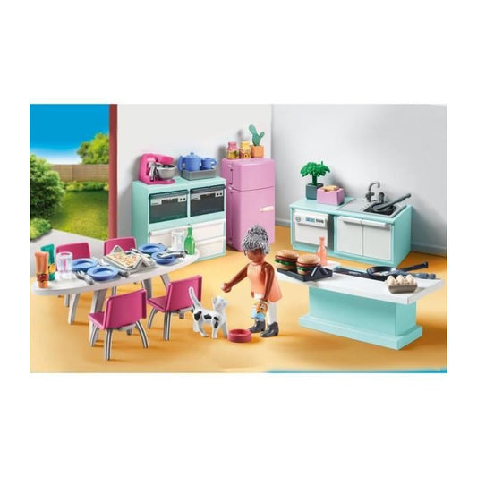 Playmobil Kitchen with Dining Table double ovens for baking pretend treats and family cooking stories