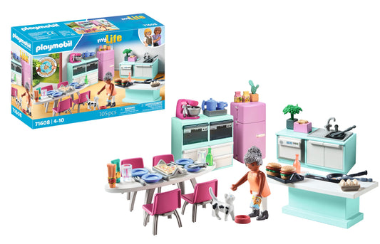 Playmobil Kitchen with Dining Table refrigerator setup for imaginative play and organized pretend meals