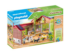 Playmobil Large Farm barn with solar panels for eco-friendly pretend play and energy awareness.