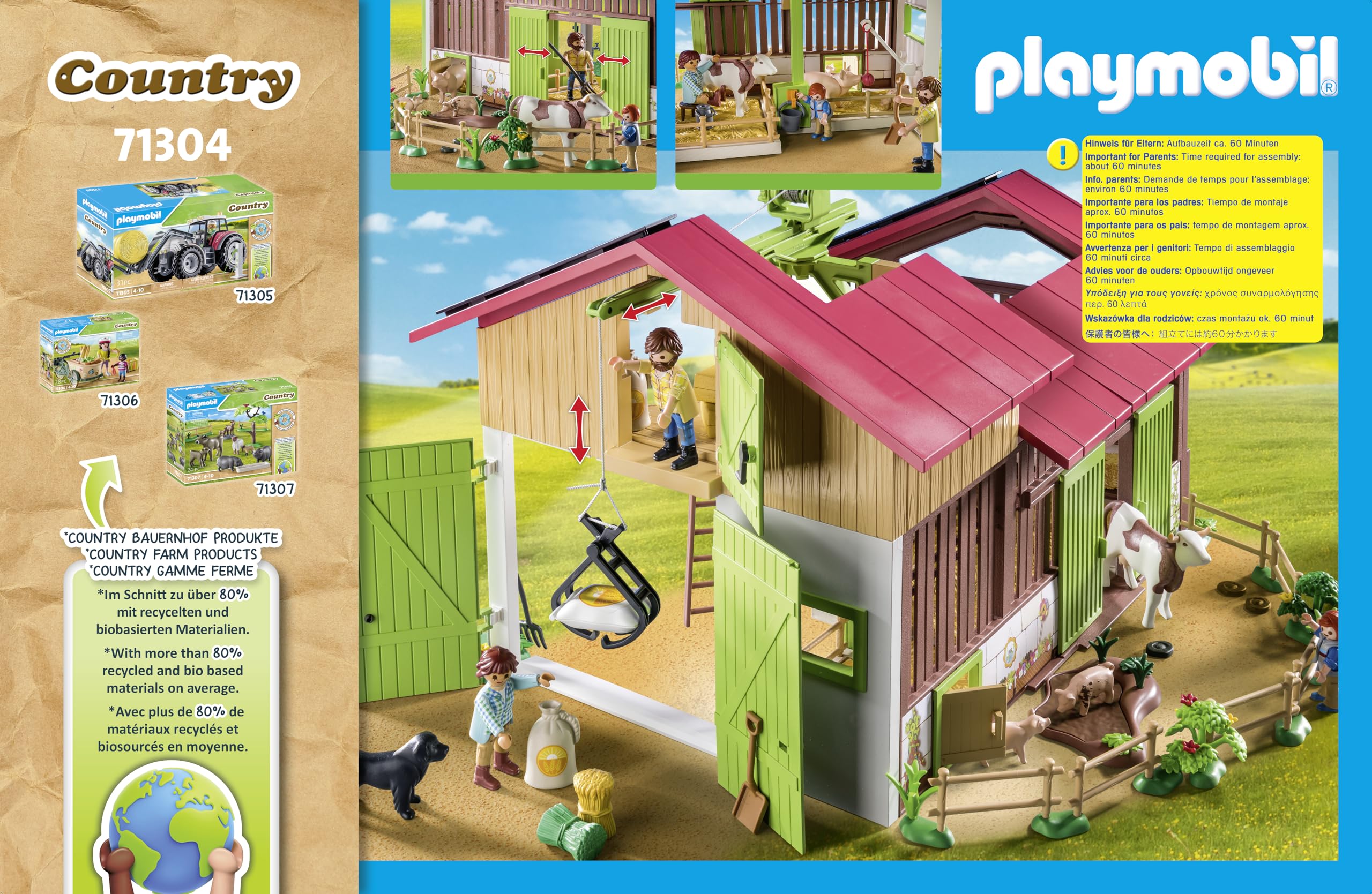 Playmobil Large Farm setup with other farm sets for expanded storytelling.
