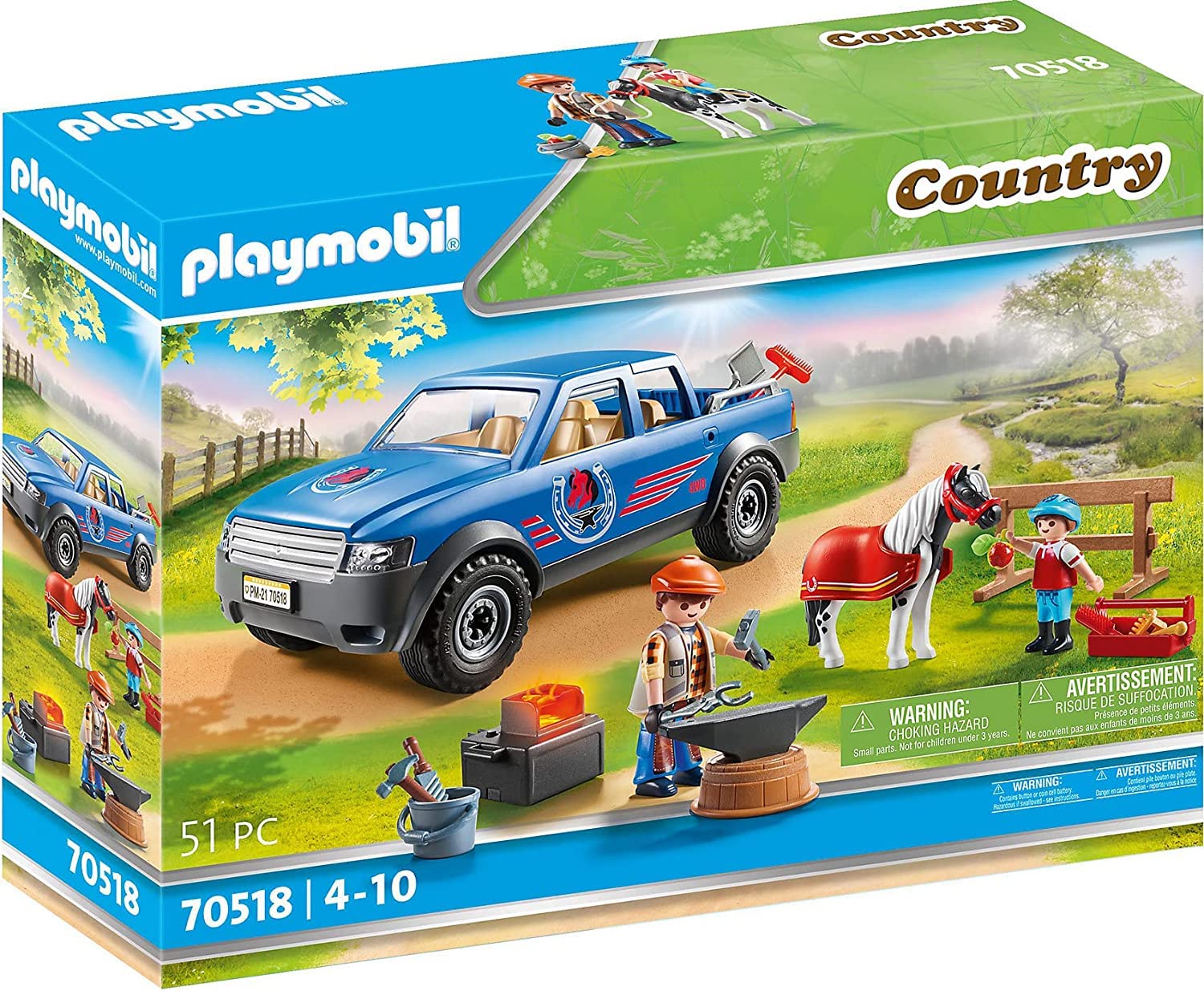 Playmobil Mobile Farrier truck cargo bed shows ample space for forge gear on the move
