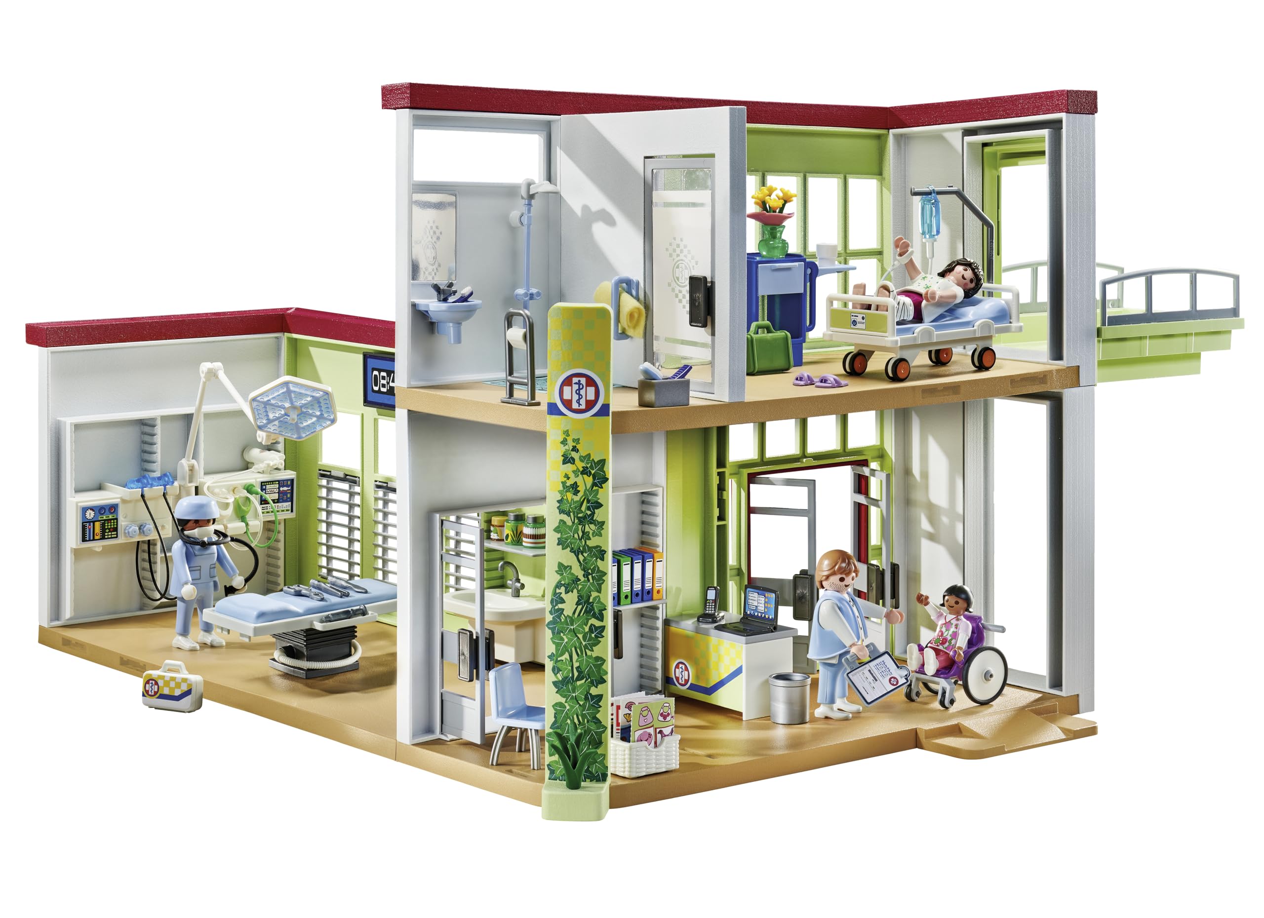 Playmobil Modern Hospital caregivers and patient scene for caretaking play.