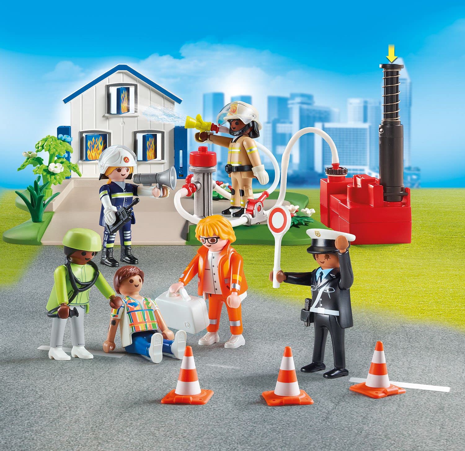 Playmobil My Figures: Rescue Mission firefighter action scene in play setup