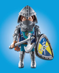 Playmobil Novelmore helmet to complete knight costume during storytelling play.