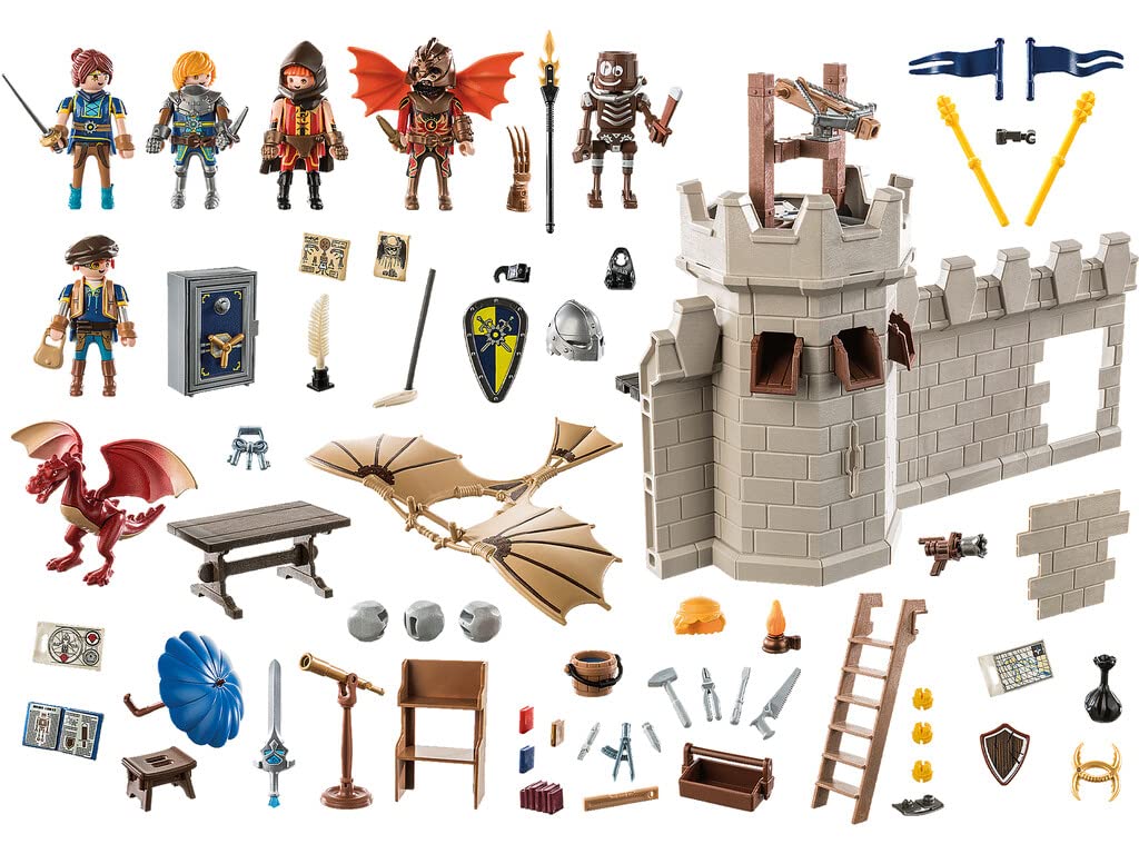 Playmobil Novelmore Dario's Work workshop scene with inventor figures for imaginative play.
