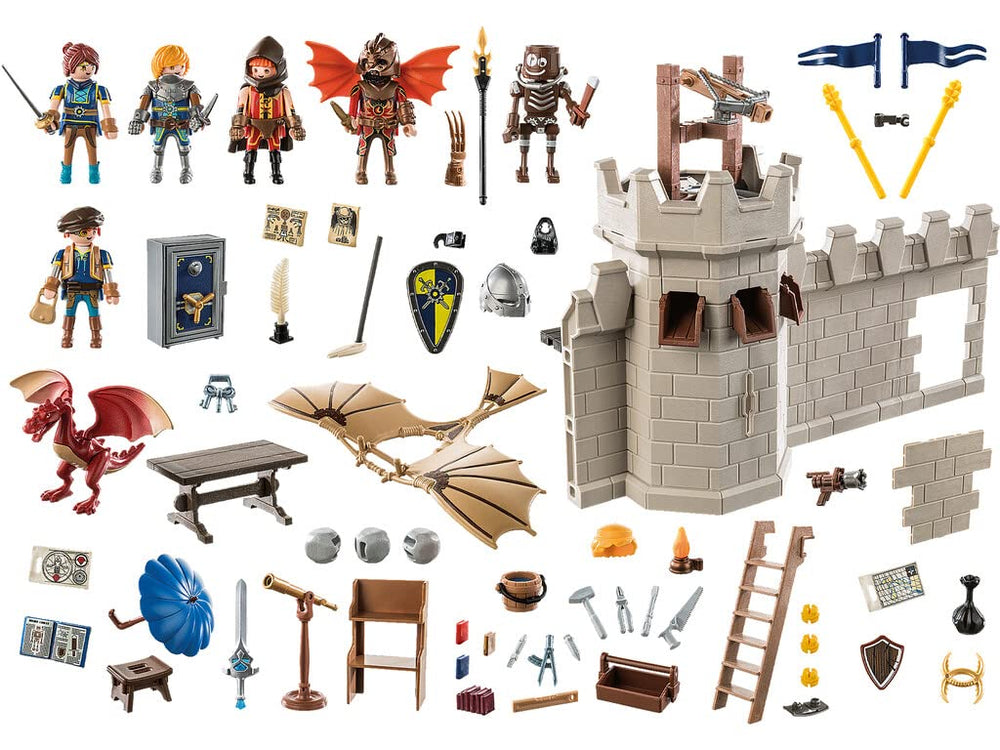 Playmobil Novelmore Dario's Work workshop scene with inventor figures for imaginative play.