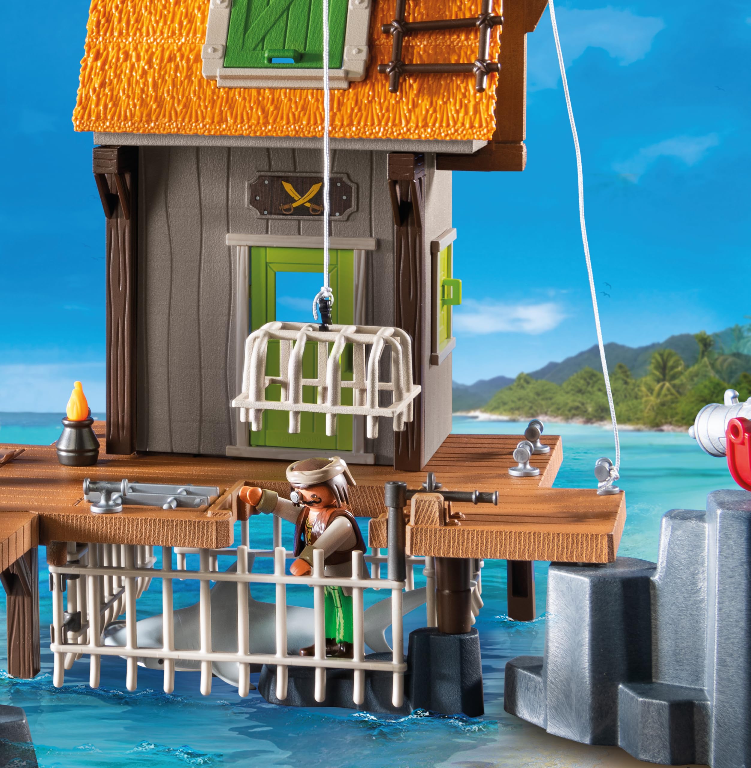 Playmobil Pirate Harbor collapsing pier adds dramatic structural danger.