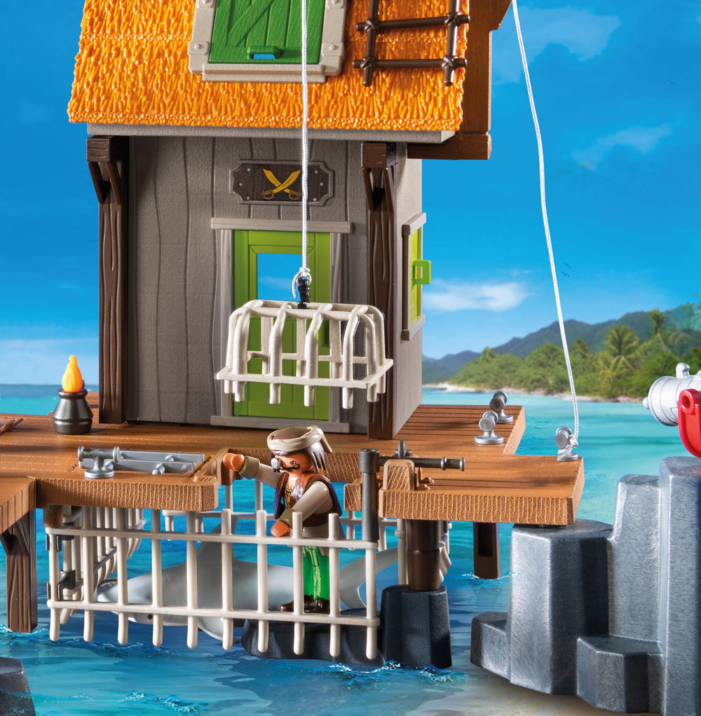 Playmobil Pirate Harbor collapsing pier adds dramatic structural danger.