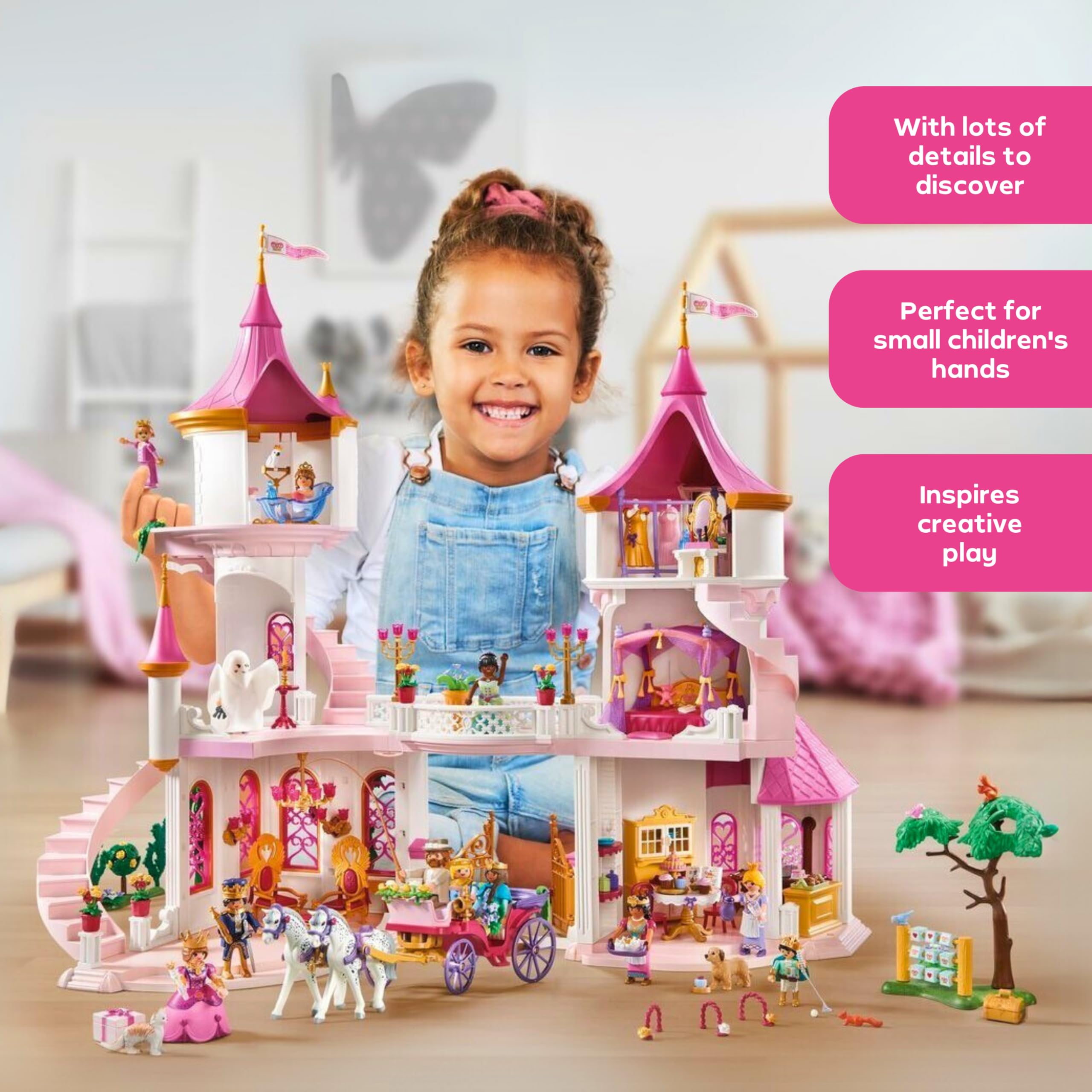 Playmobil Princess Castle spiral staircases spark exploration.