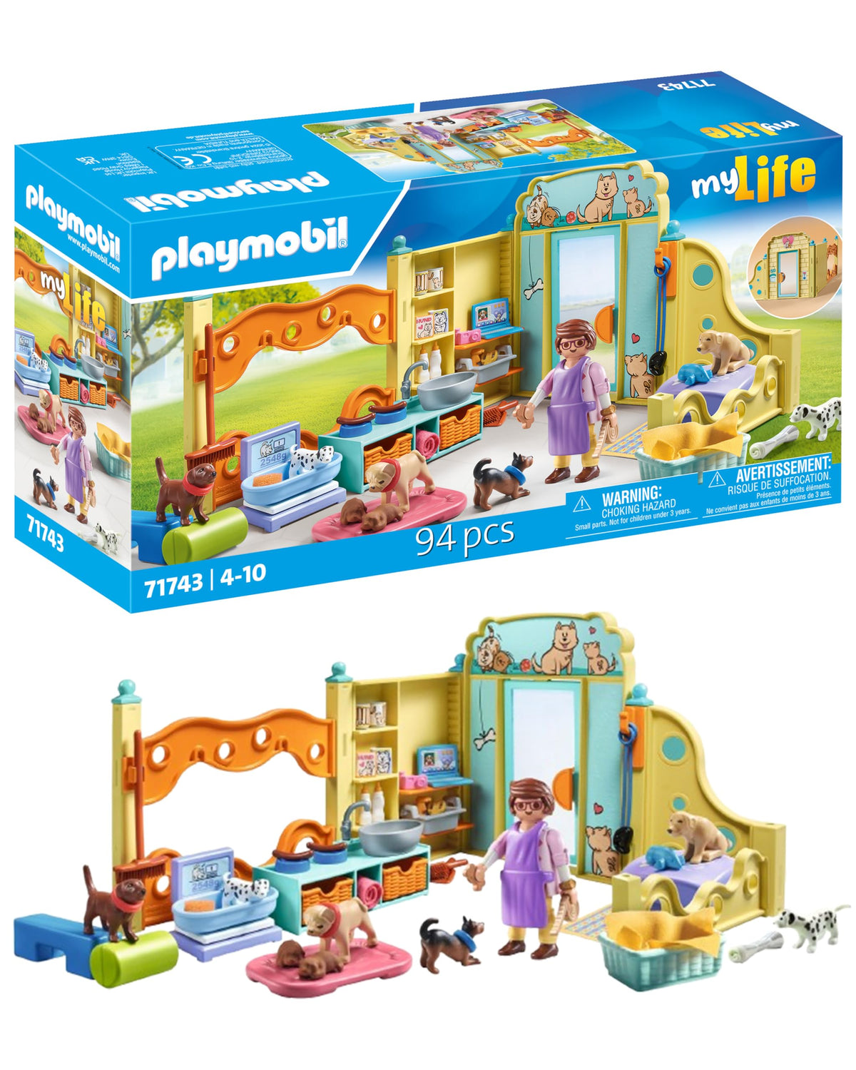 Playmobil Puppy Care Center front view for imaginative play and gentle pet care.