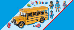 Playmobil School Bus doors open for easy boarding play.